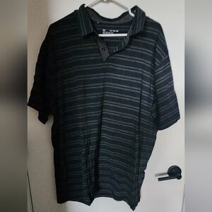 Under Armour Black and Gray Striped Polo Shirt